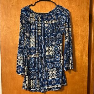West Loop Blue Patterned Blouse